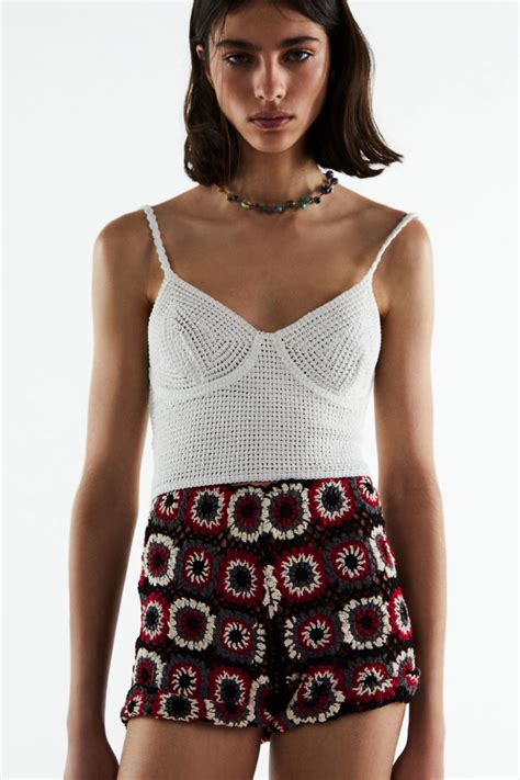 zara crochet|crochet zara cropped top.